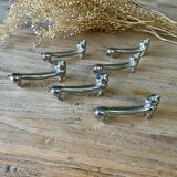 6 silver metal “cat” knife holders