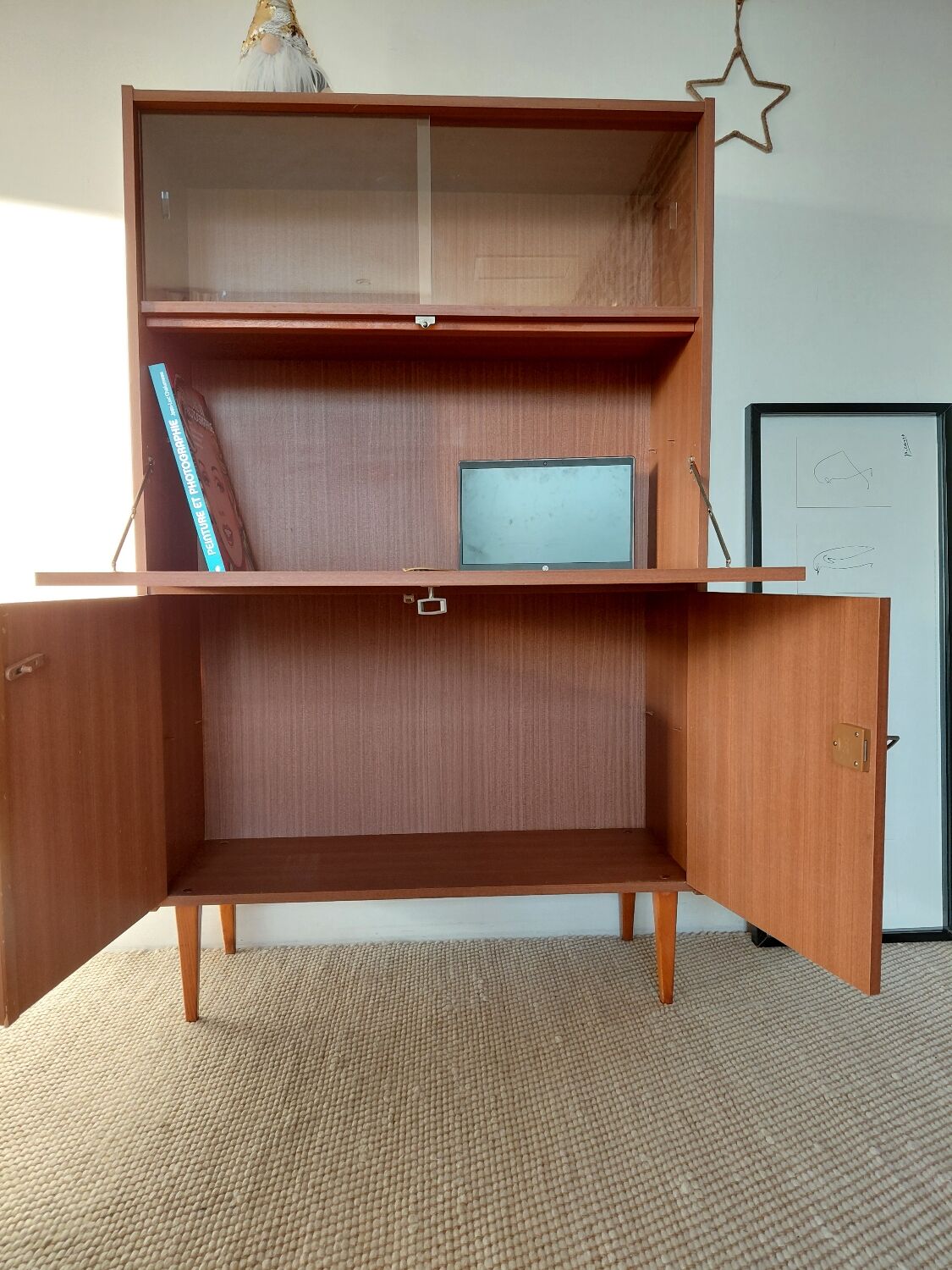 Vintage Scandinavian secretary desk from the 1960s - mid-century design.