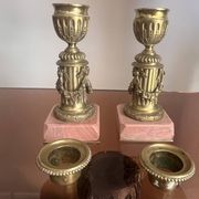 pair of antique bronze candlesticks