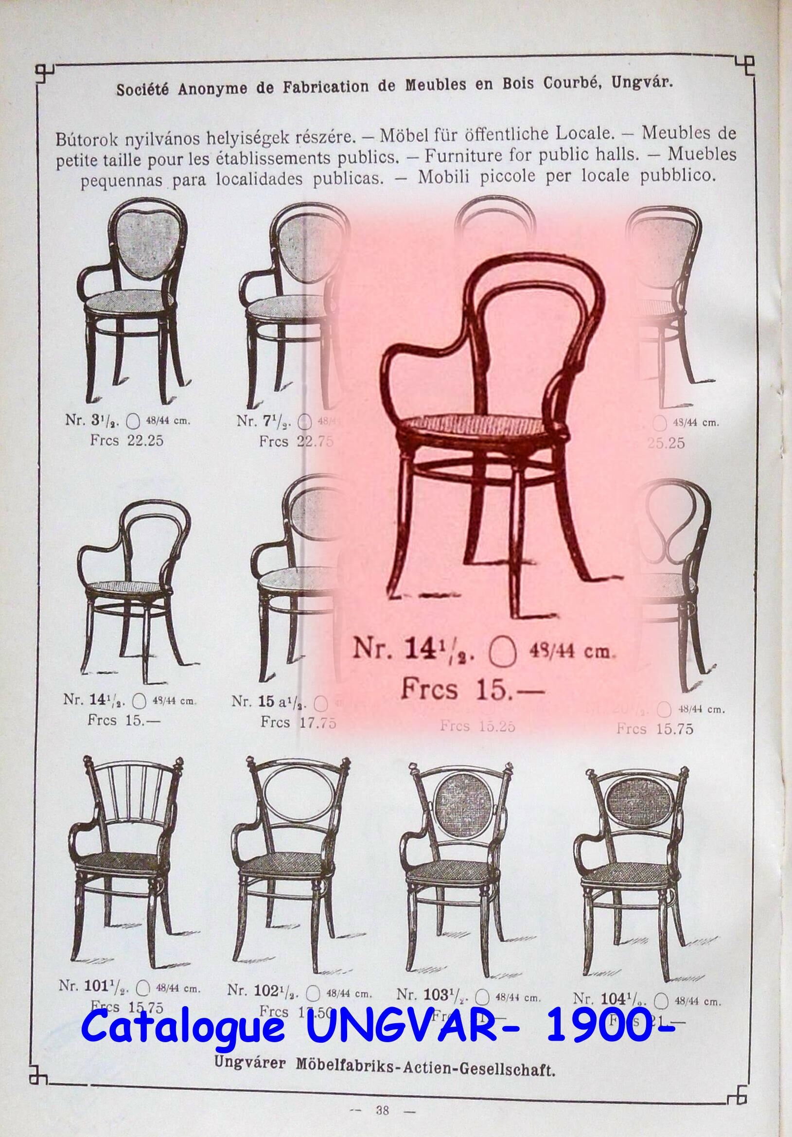 Viennese armchair in bentwood type canned bistro, circa 1900 UNGVAR