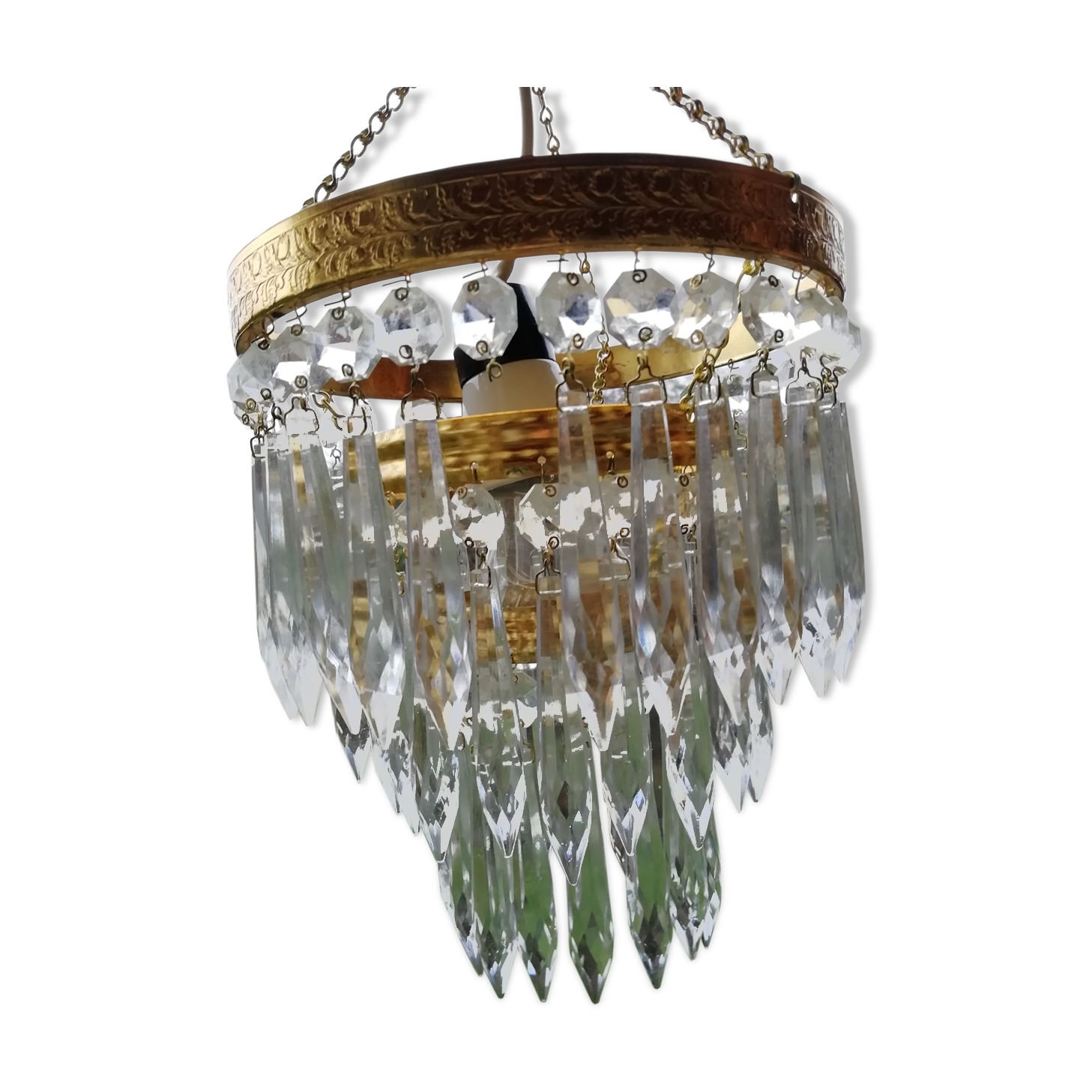 Lustre à pampilles en cristal