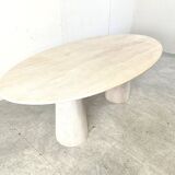 Vintage oval travertine dining table, 1970s