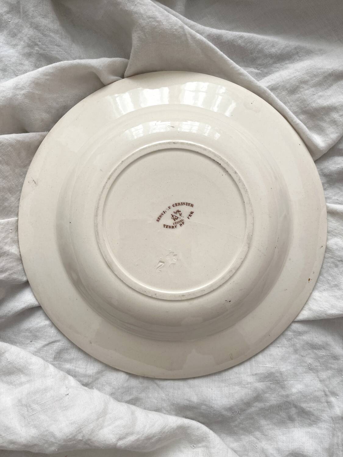 Deep ironstone plate "Cherry Tree" Creil and Montereau