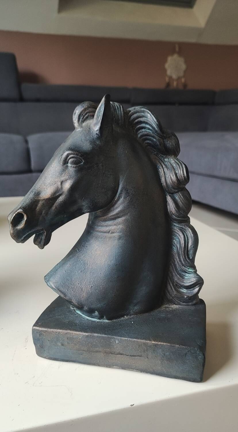 Pair of Horse Bookends with Flaming Manes. Ceramic.