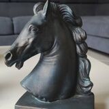 Pair of Horse Bookends with Flaming Manes. Ceramic.