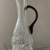 Pichet vintage en verre craquelé et ambré