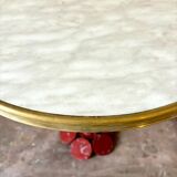 Bistro table in burgundy metal and beige melamine