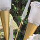 Vintage floor lamp in gilded brass with 5 glass tulips from the 50s