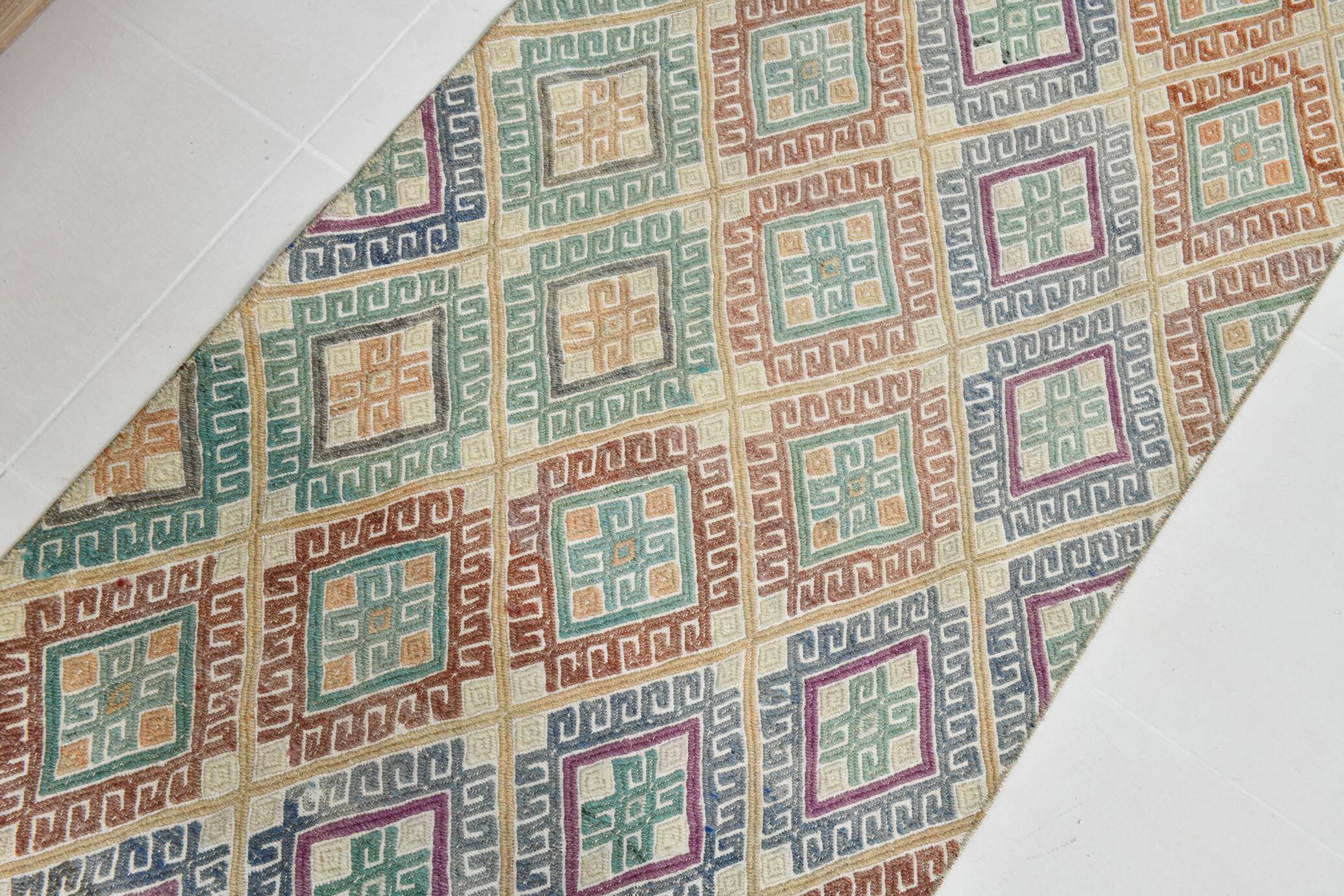 3x9 Pastel Toness Turkish Kilim Runner Rug, 81x286 Cm