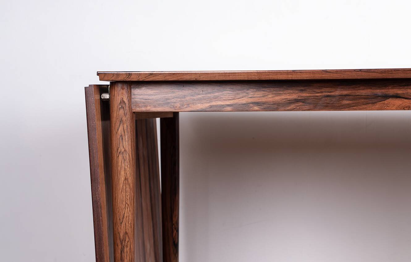 Danish extendable desk, Rosewood and Brass, model OS 51, Arne Vodder.