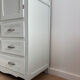 Art Deco wardrobe with shelves and drawers, renovated wood.