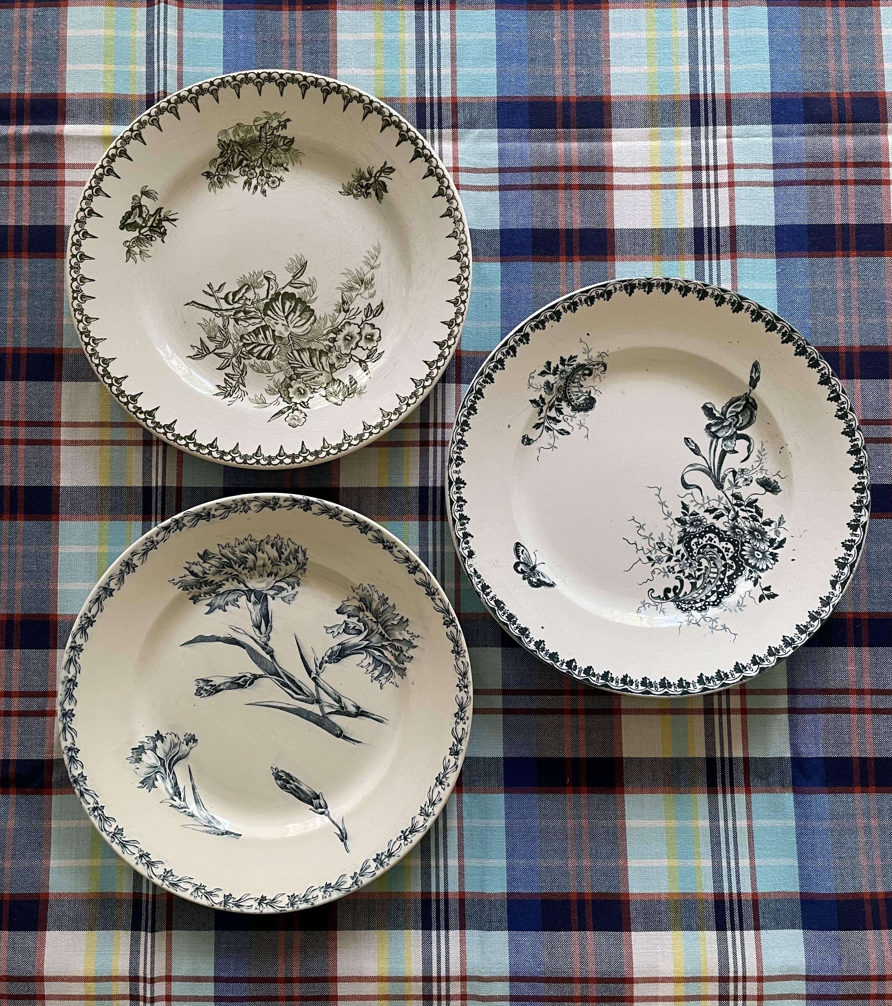 Mismatched ironstone flat plates