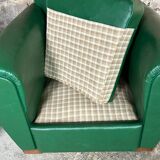 Armchairs (the pair) vintage 1950 in dark green skaï