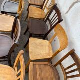 Set of 10 mismatched bistro chairs