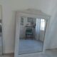 Antique trumeau mirror with pearl grey and powdered white patina