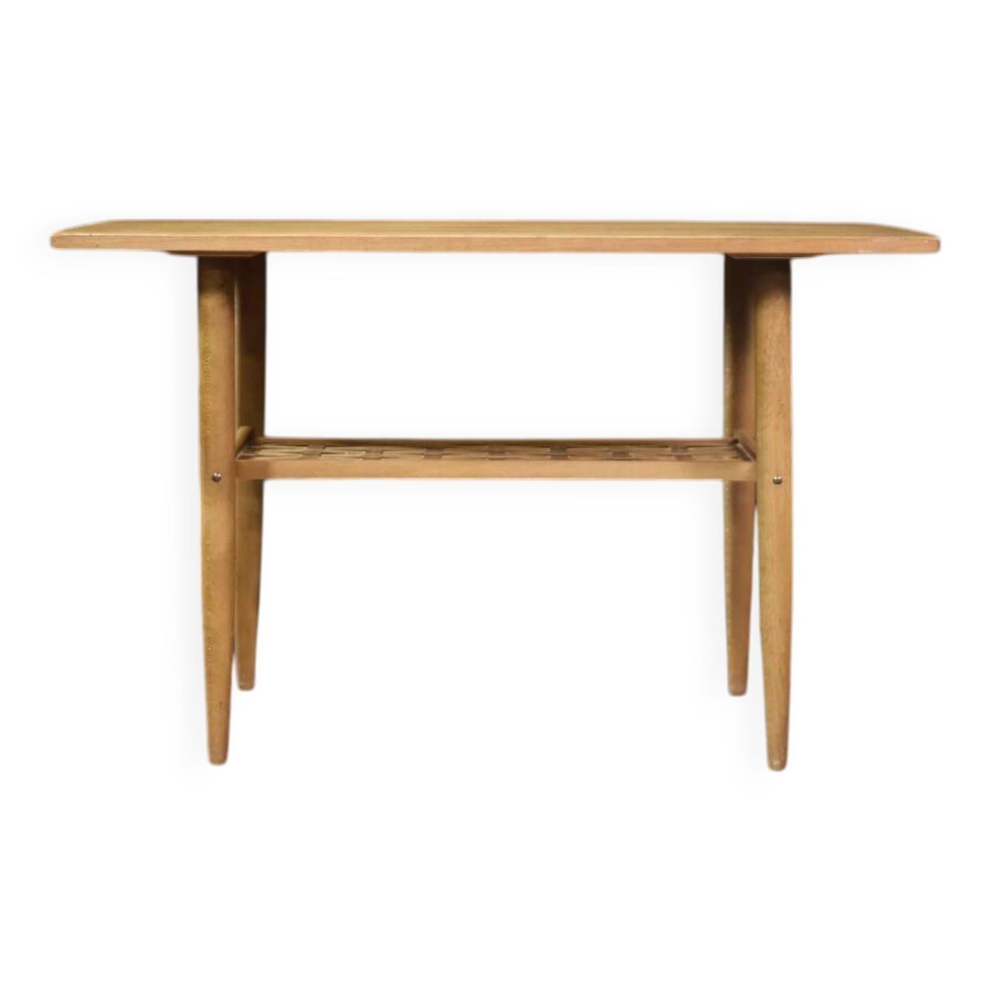Cherry wood coffee table with shelf Vintage Mid-Century Modern Scandinavian