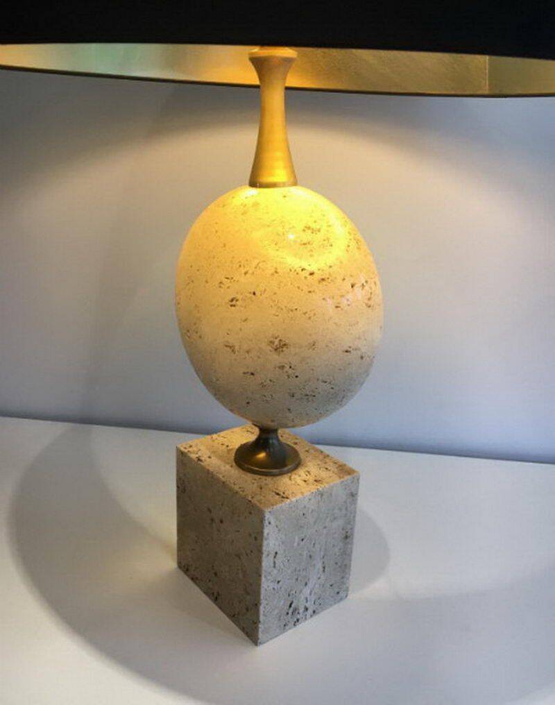 Large lamp in travertine. Philippe Barbier