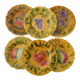 6 dessert plates in Sarreguemines barbotine. Fruit decoration.