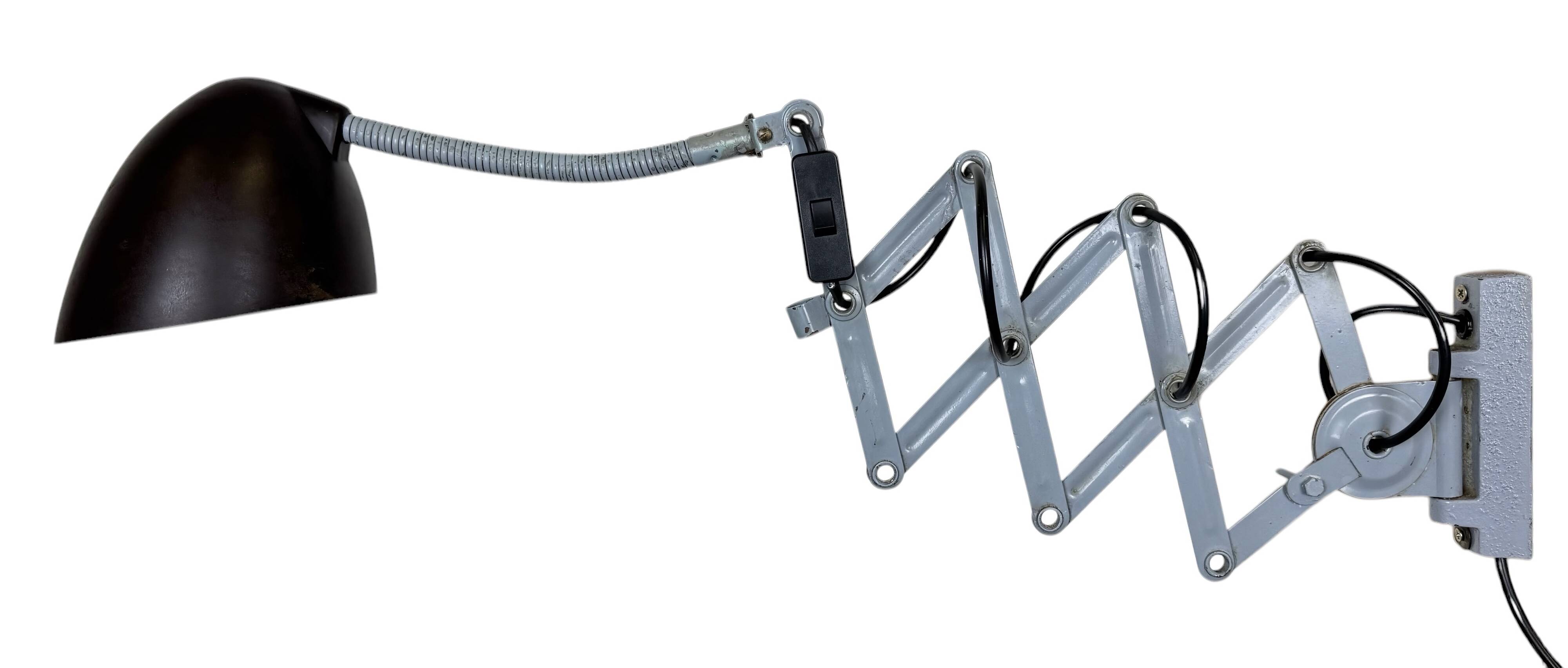 Grey Industrial Scissor Wall Lamp from Elektroinstala, 1960s