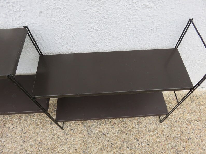 Modular wall string shelf in metal 50s 60s