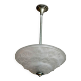 Washbasin pendant light in frosted glass and chrome, 1940-50