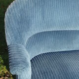 Vintage blue sofa 2 seats in velvet