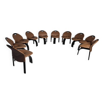 Set of 10 "Sail" dining chairs by Giovanni Offredi for Saporiti, 1973.
