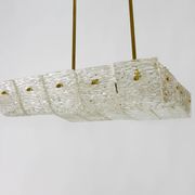 J.T. Kalmar enormous brass and textured glass chandelier, Austria, 1950s