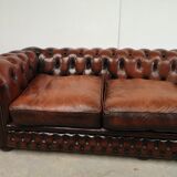 Brown leather chesterfield sofa 3 places
