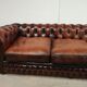 Brown leather chesterfield sofa 3 places