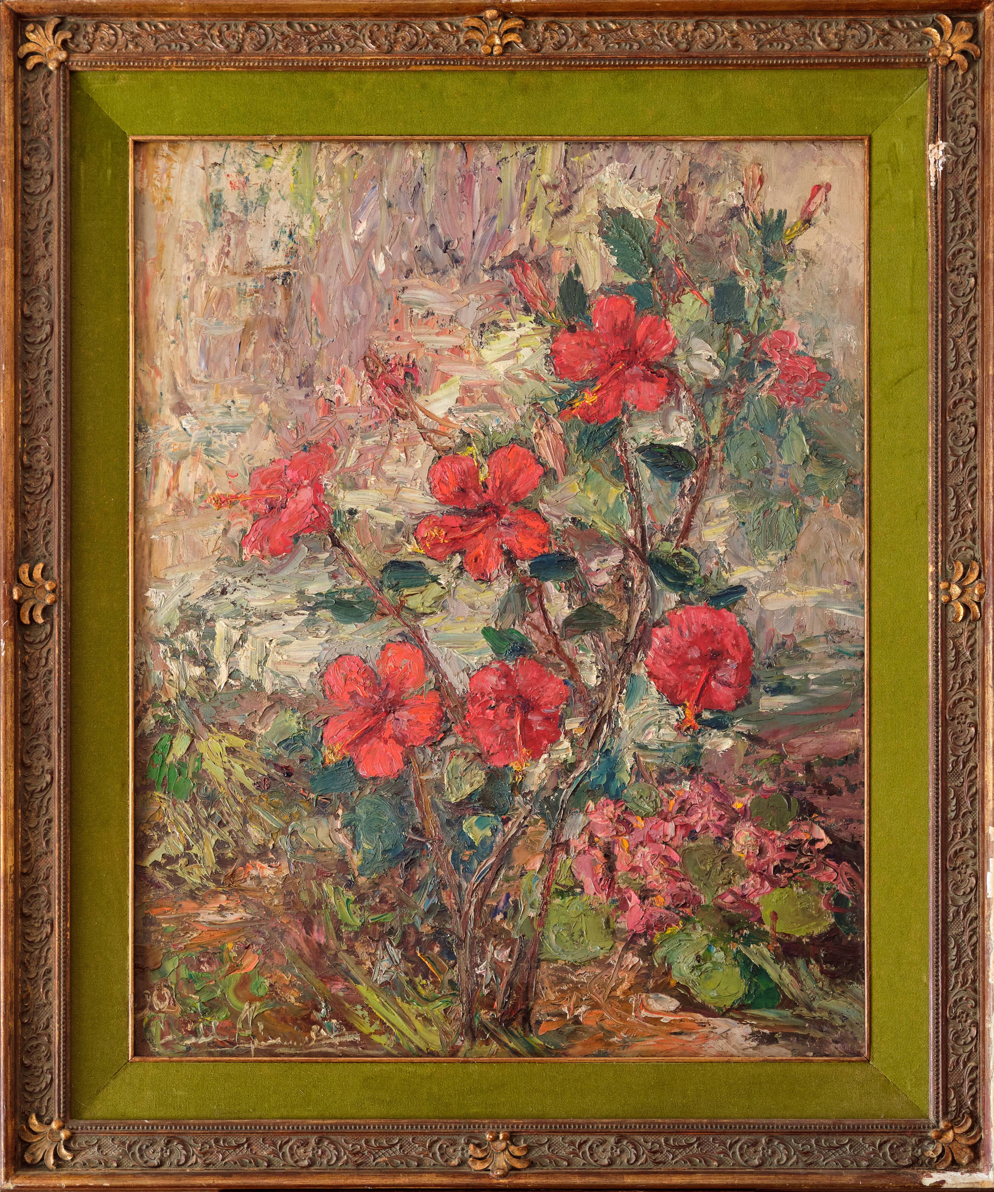 <hibiscus rosa-sinensis>,carlo aimetti (bisuschio, 1901-1980)
