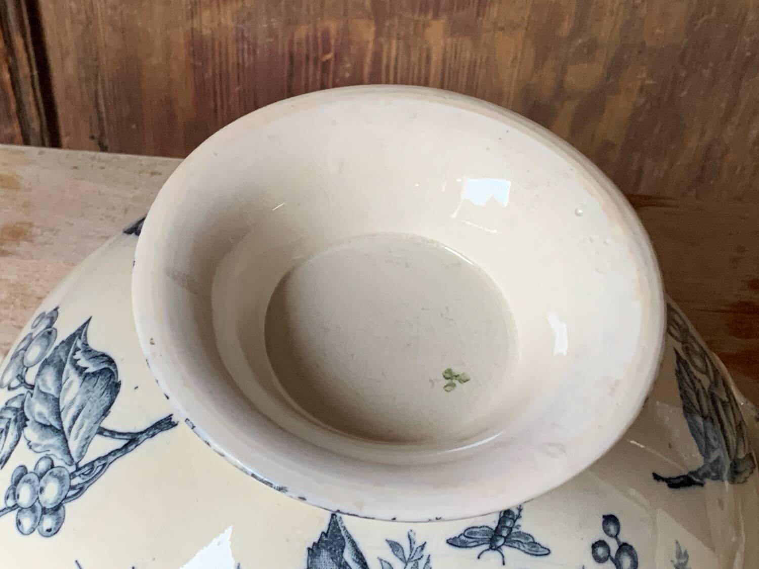 Ironstone soup tureen 1900s with birds and blackberries Nimy