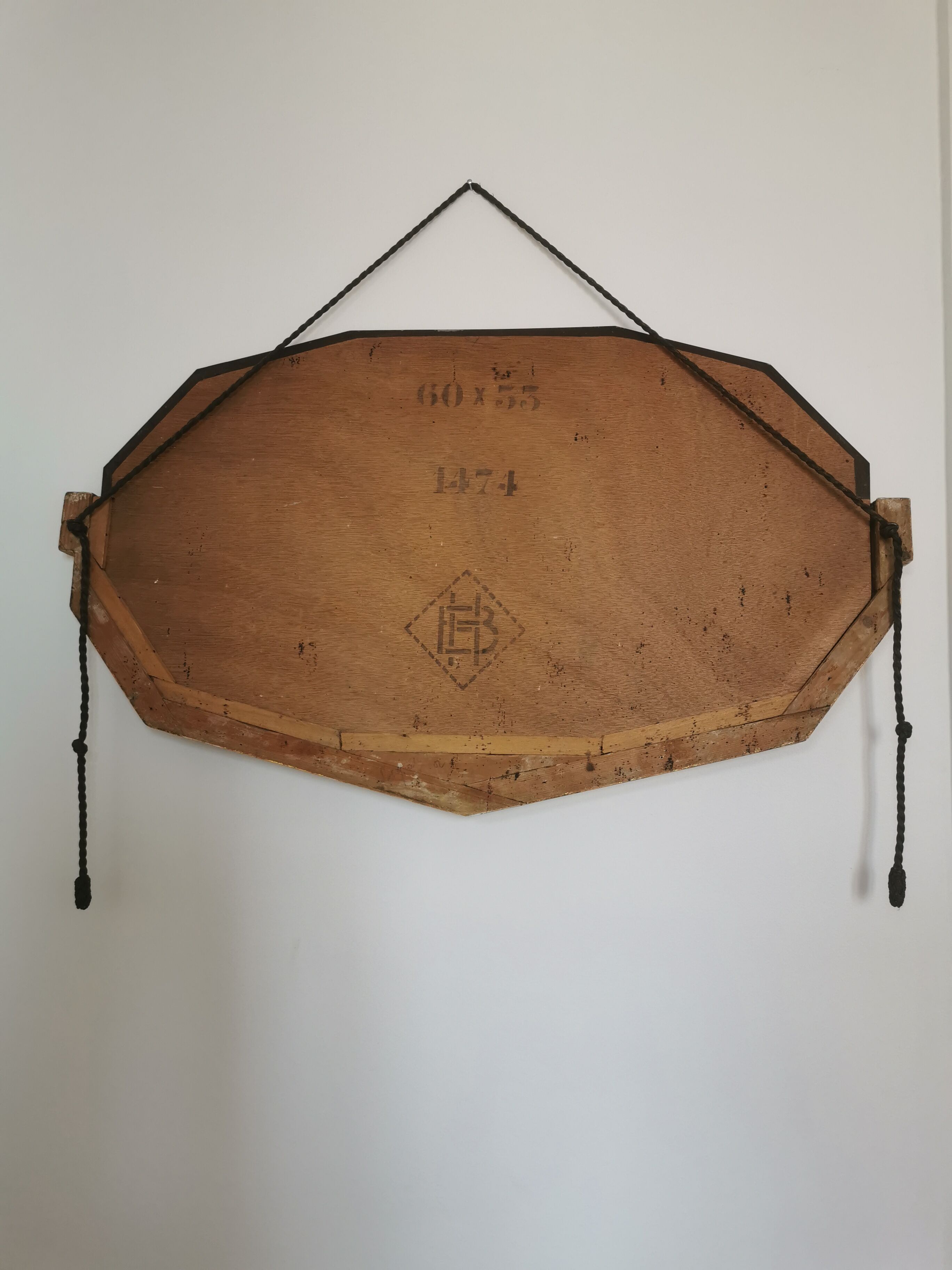 Golden Art Deco beveled mirror 65x38cm