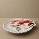 Vintage ceramic serving dish from the 1980s, hand-painted lobster design.