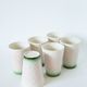 Set of 6 pink and green slip glasses Digoin Sarreguemines, 1970