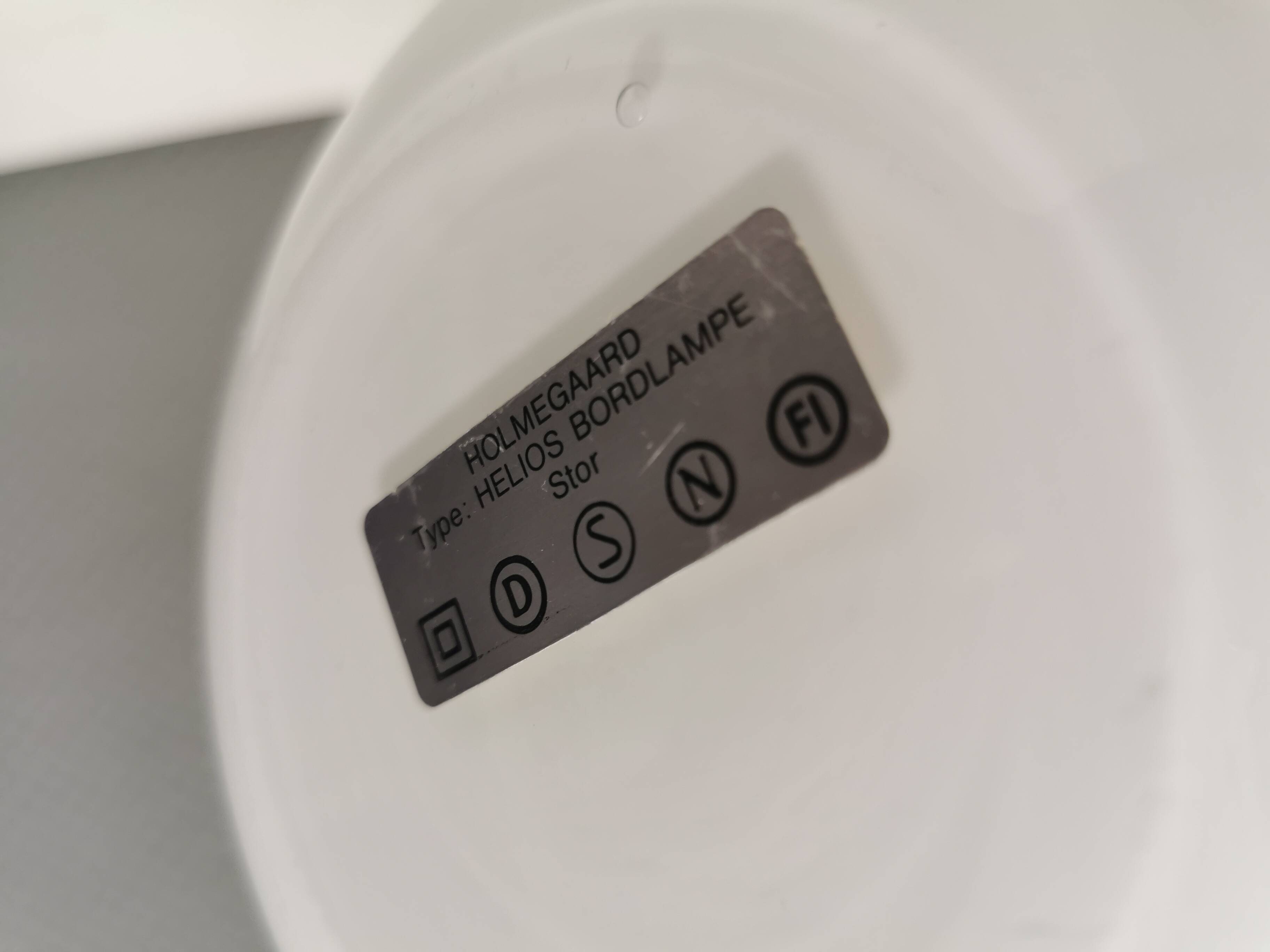 Helios table lamp, teardrop shaped, made of white opal glass. 1986 Denmark