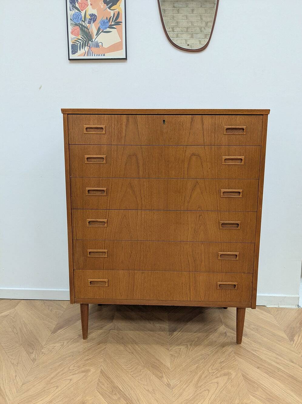 Vintage Scandinavian teak chest of drawers