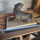 Art Deco Panther in patinated cast iron on a base of onyx and black marble