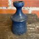 Vintage 1970s Blue Glazed Terracotta Candle Holder