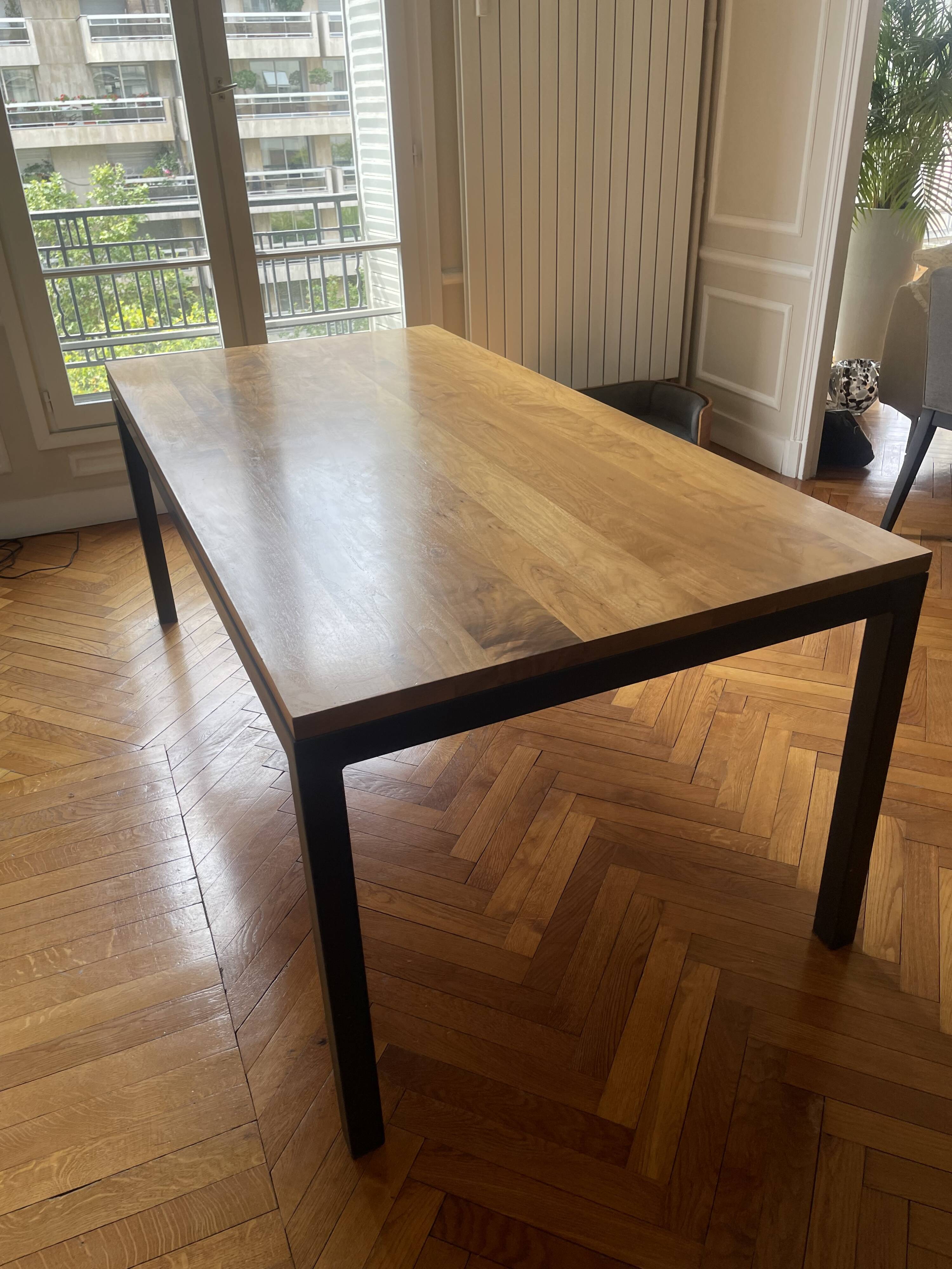 Table room & board parsons – noyer & metal structure – 183 × 91 cm