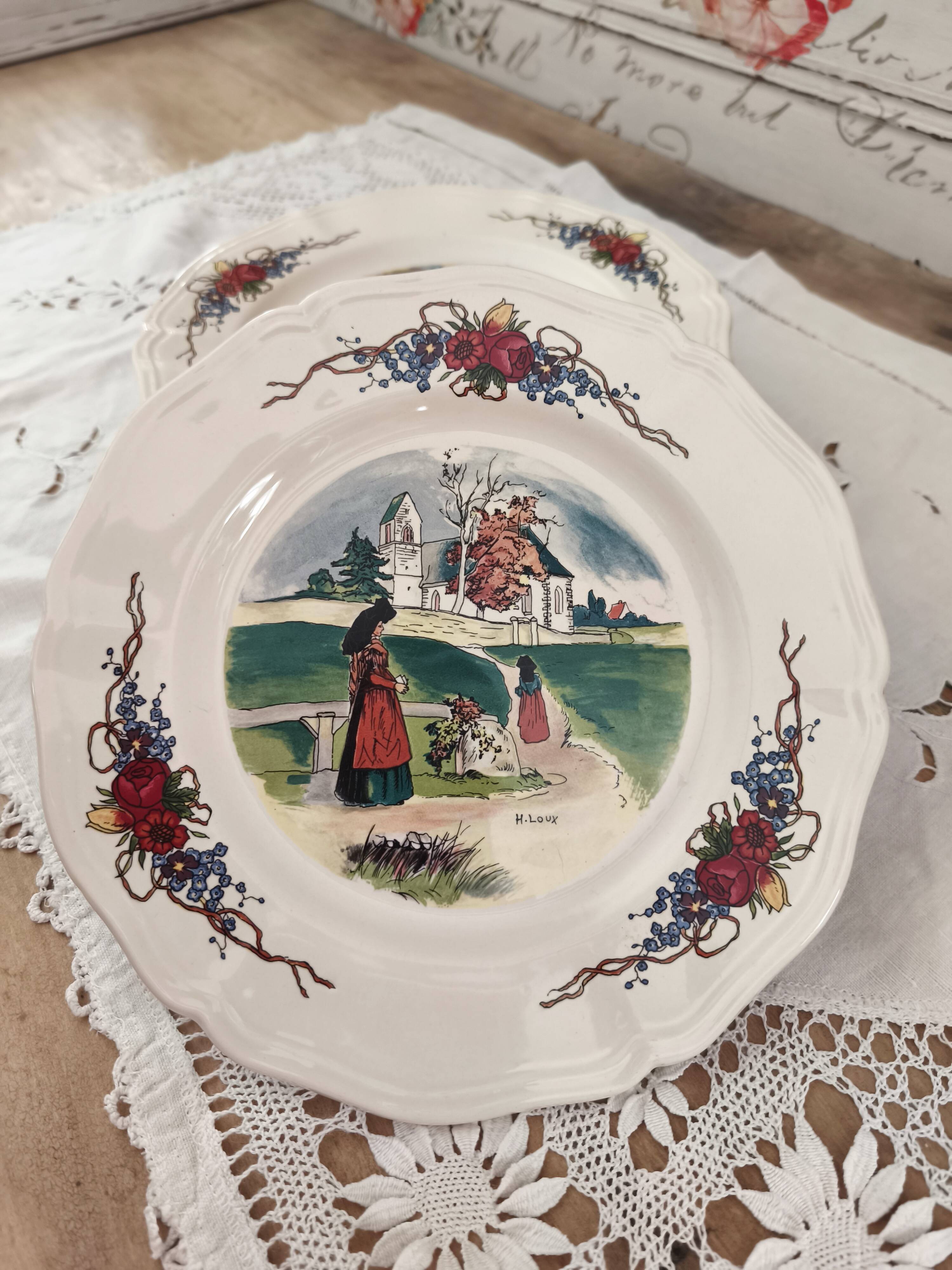 Lot de 7 assiettes à dessert Sarreguemines modèle Obernai