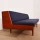 Daybed sofa in teak and linen - 1960