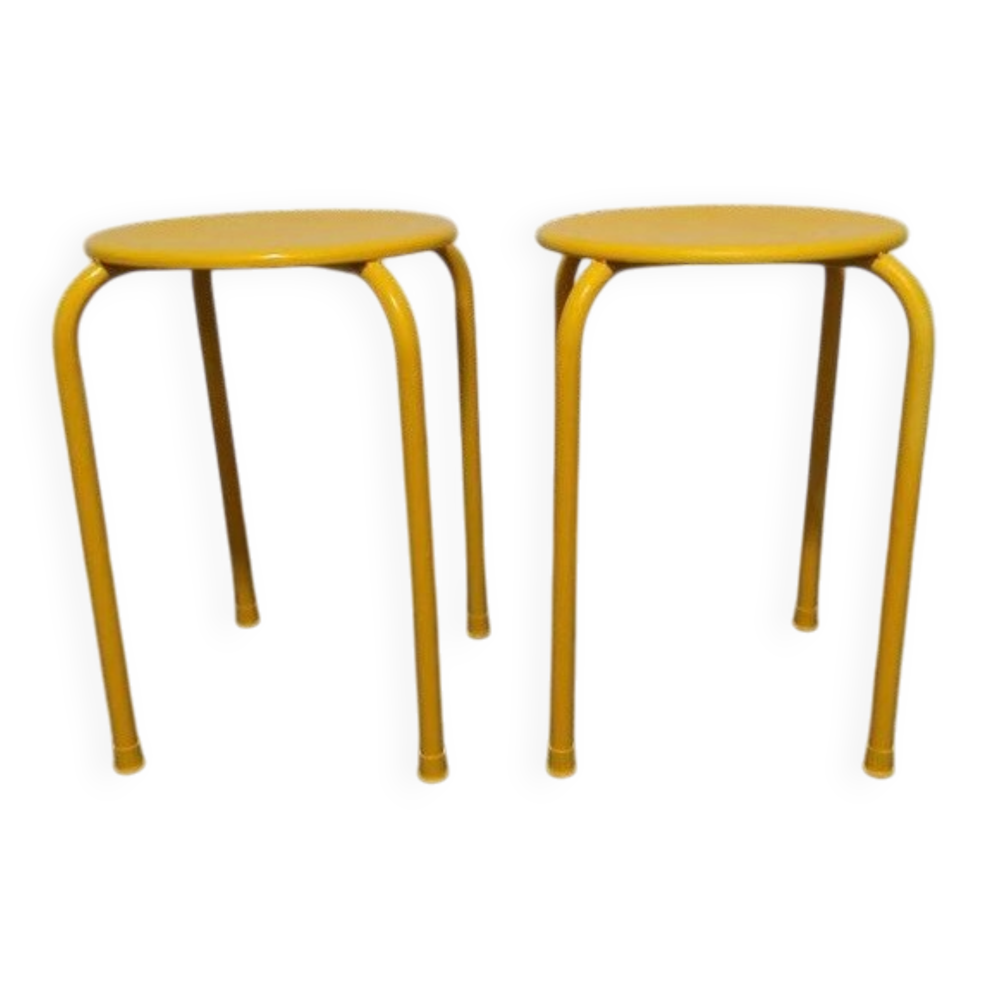 Tabourets industriel jaune en métal