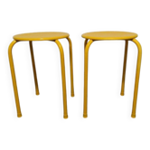 Tabourets industriel jaune en métal
