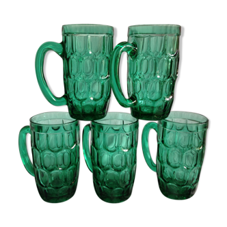Lot de 5 chopes vertes