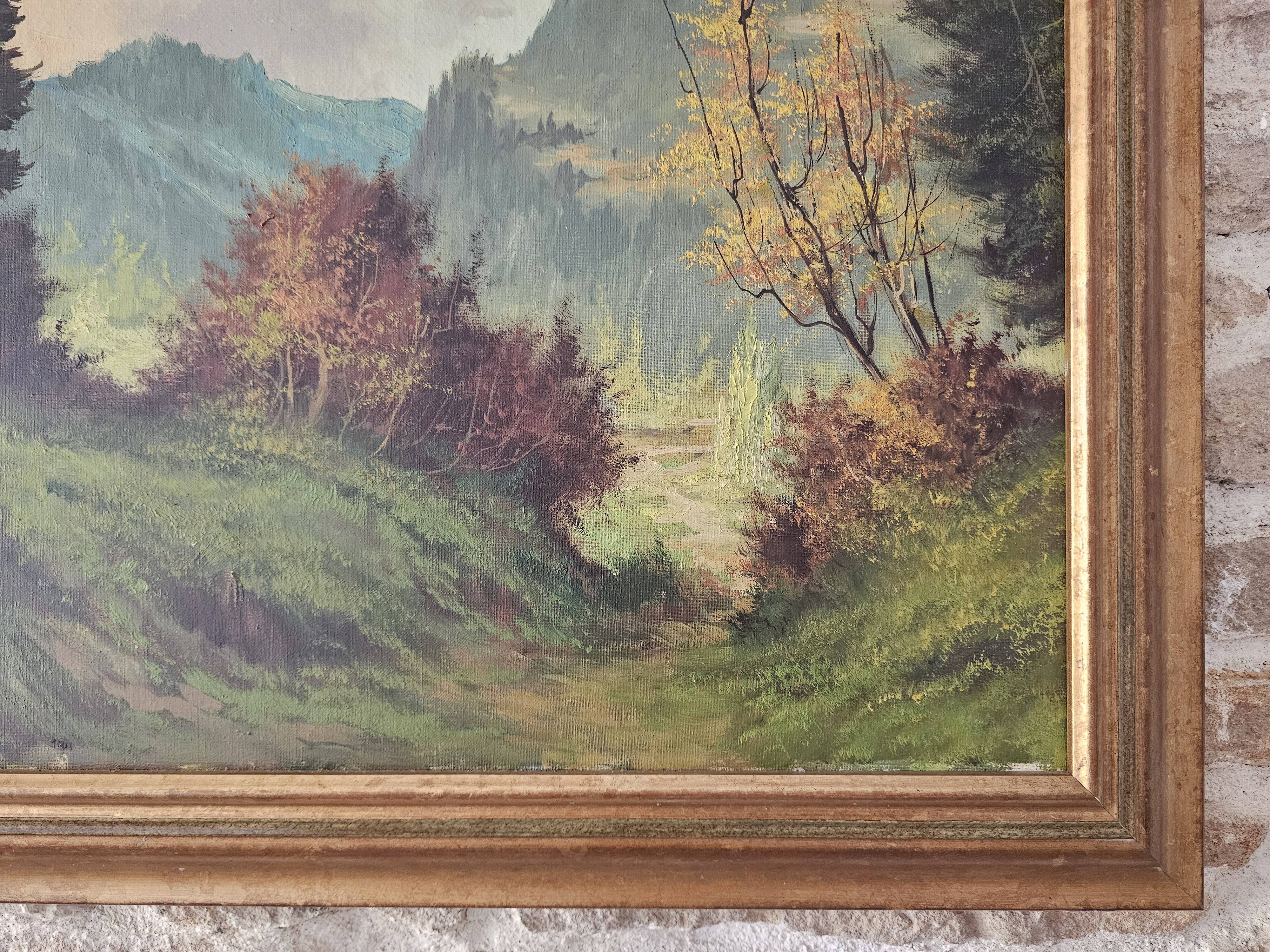 Oil Painting on Canvas Mountain Landscape Forest Vosges Signed S Capello
