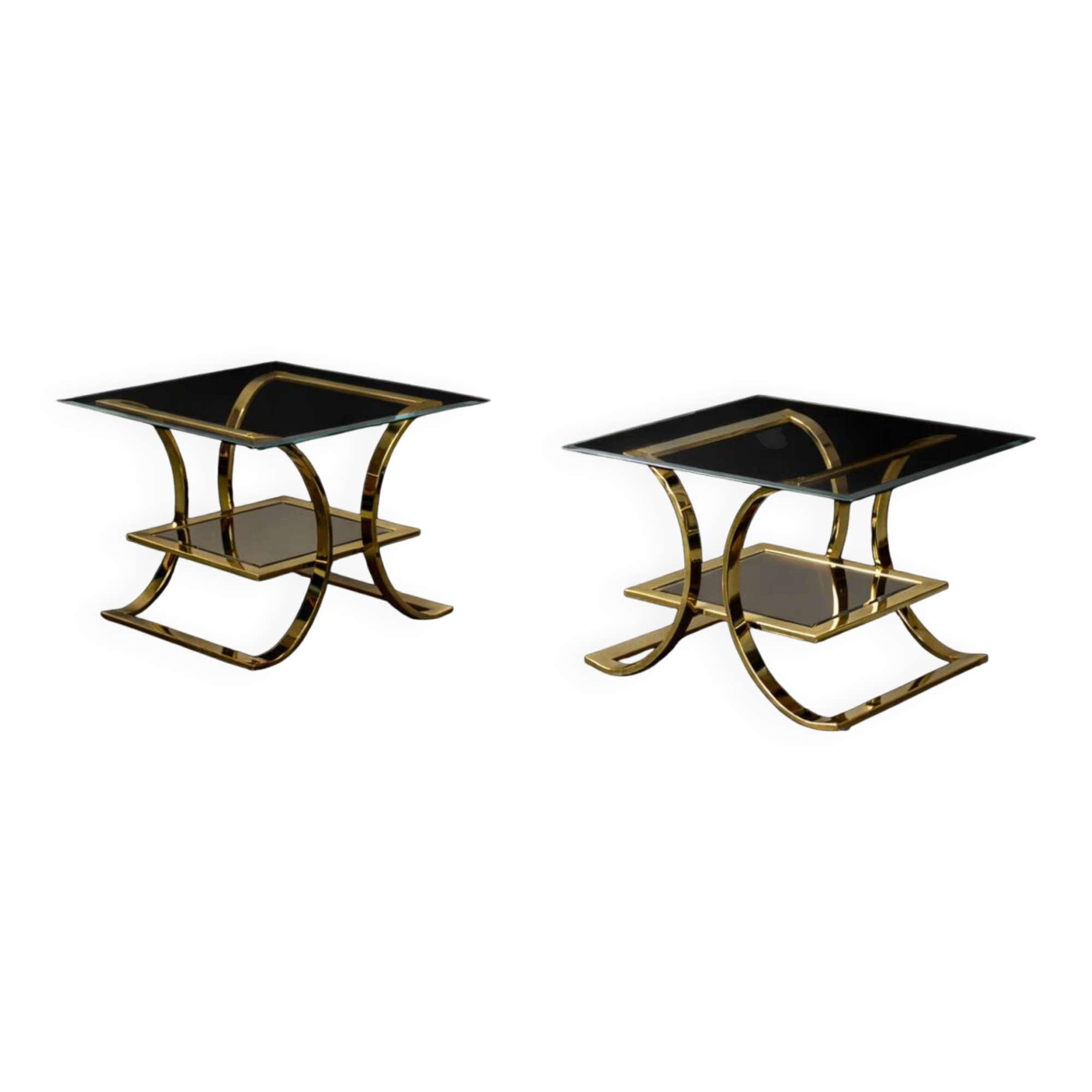 Vintage Mid-Century Italian Modern Glass Coffee Tables, 1960s, Set of 2