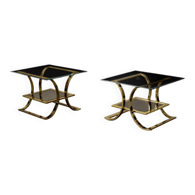 Vintage Mid-Century Italian Modern Glass Coffee Tables, 1960s, Set of 2