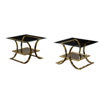 Vintage Mid-Century Italian Modern Glass Coffee Tables, 1960s, Set of 2