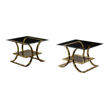 Vintage Mid-Century Italian Modern Glass Coffee Tables, 1960s, Set of 2